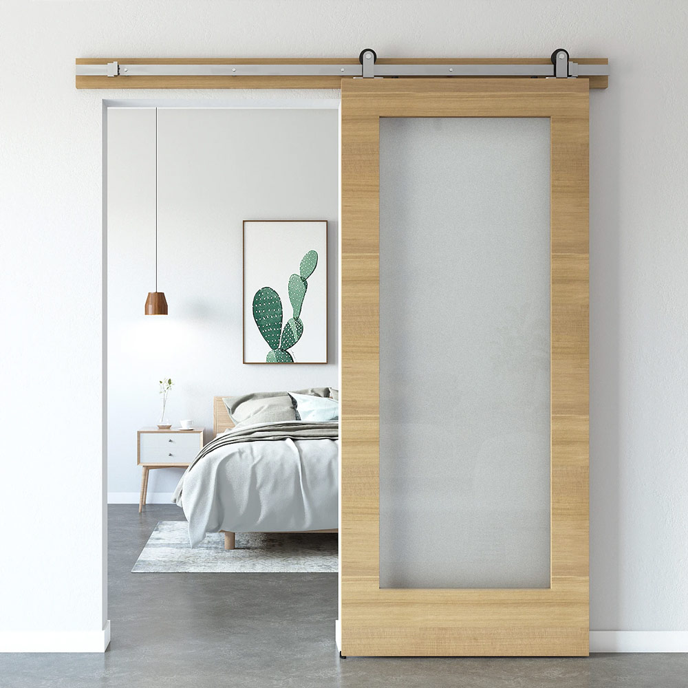 Henderson Rustic Top Mount Sliding Barn Door Kit - 2000mm Track (Max 100kg Doors) - Stainless Steel